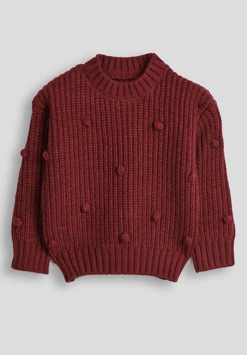 Pop Candy - Pom pom knit jumper - maroon