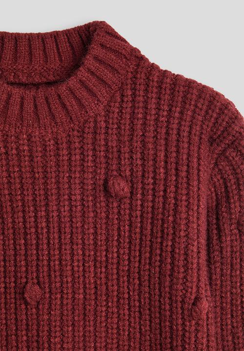 Pop Candy - Pom pom knit jumper - maroon