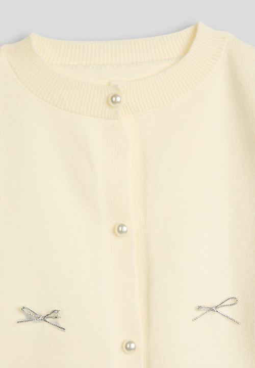 Pop Candy - Cardigan with silver thread bows - butter cream
