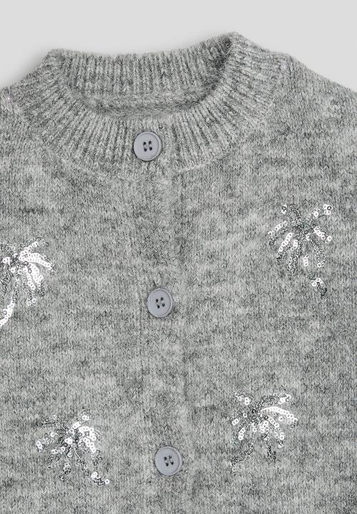 Pop Candy - Melange cardigan with sequin embellishments - grey