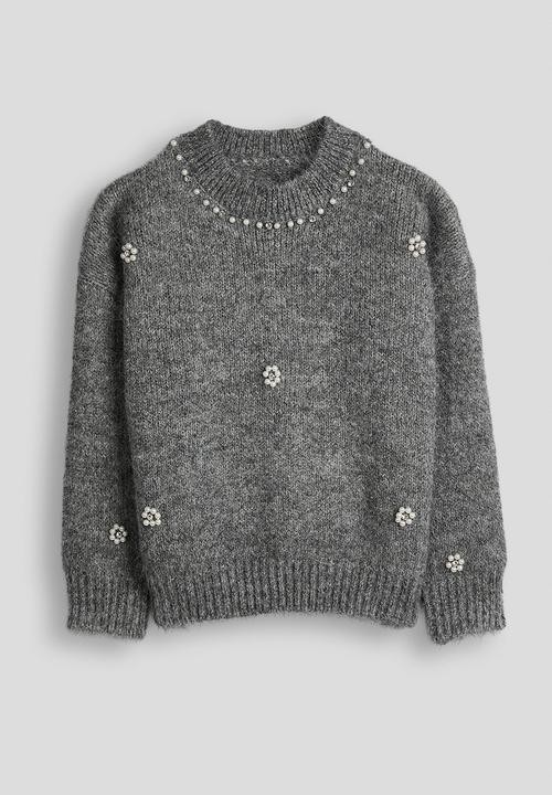 Pop Candy - Knit pearl embellished jumper - grey