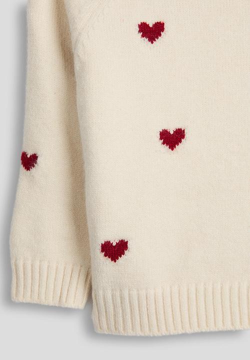 Pop Candy - Knit heart printed jumper - cream
