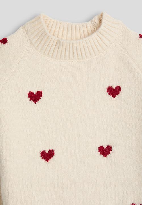 Pop Candy - Knit heart printed jumper - cream