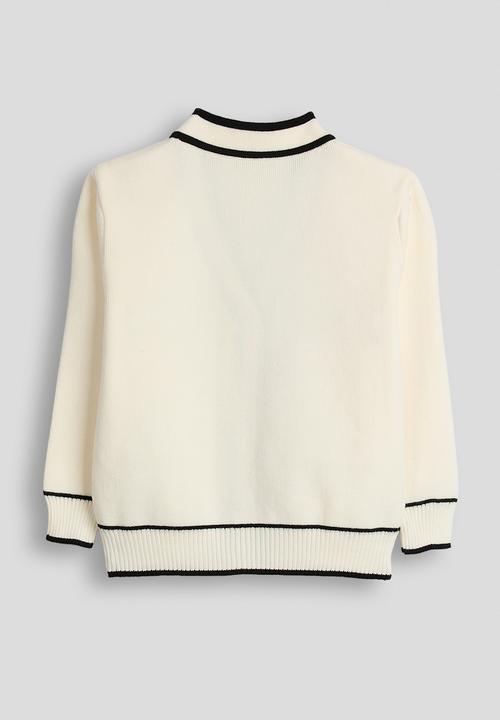 Pop Candy - Contrast tipping cardigan - cream/black