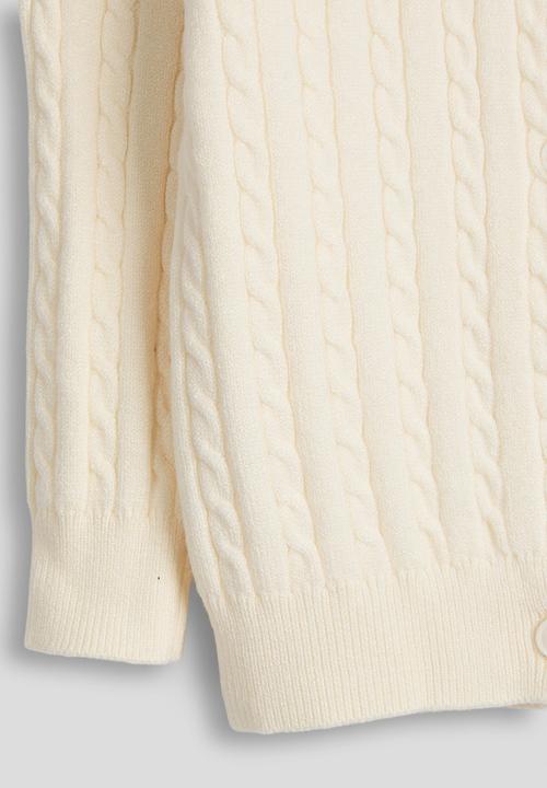 Pop Candy - Cable-knit high neck cardigan - cream/bow