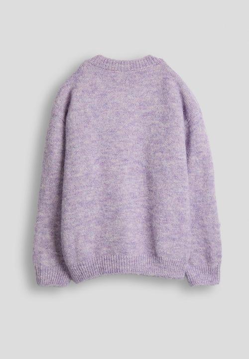 Pop Candy - Melange pom pom knit cardigan - purple