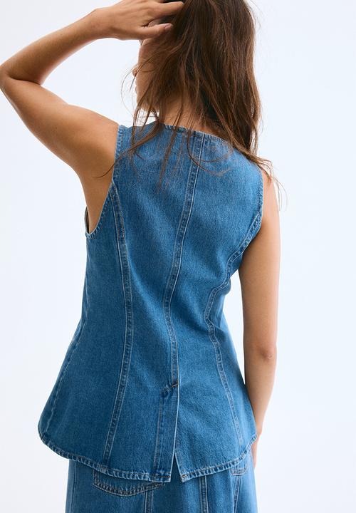 H&M - Denim waistcoat - denim blue