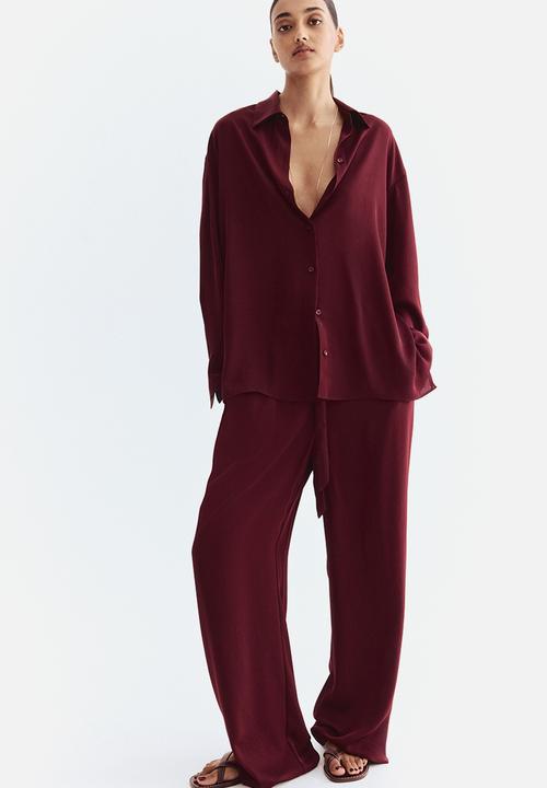 Wide trousers- burgundy - 1301404002
