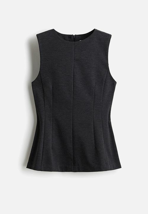 H&M - Ponte di roma peplum top - dark grey marl