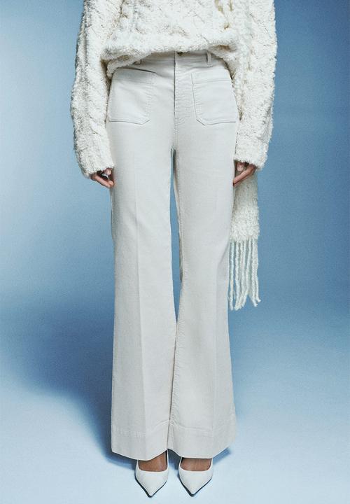 H&M - Flared corduroy trousers - light beige