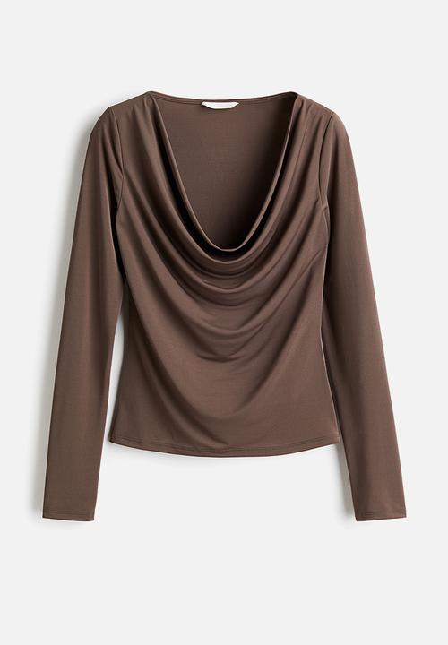H&M - Cowl neck top - dark mole