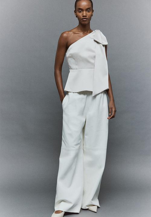 H&M - Bow-detail one-shoulder top - cream