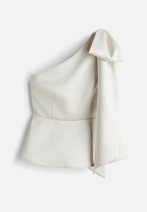 H&M - Bow-detail one-shoulder top - cream