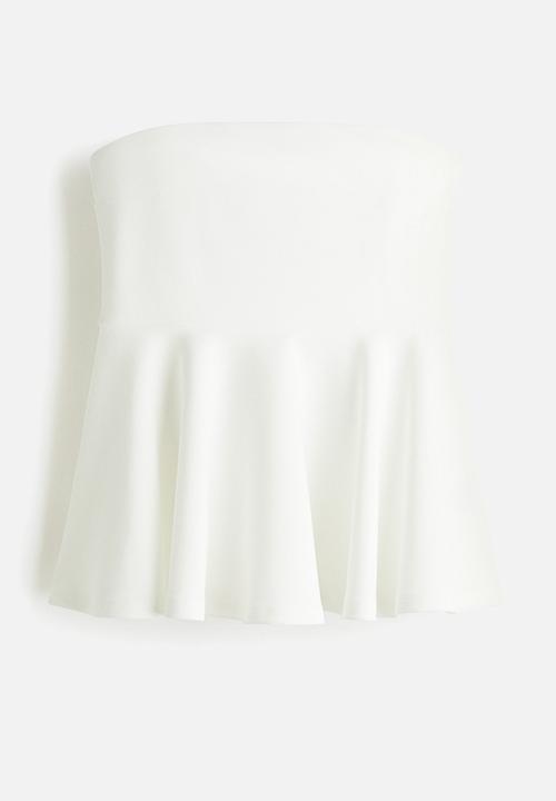 H&M - Bandeau peplum top - white
