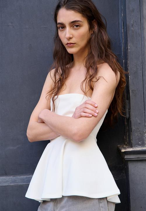H&M - Bandeau peplum top - white