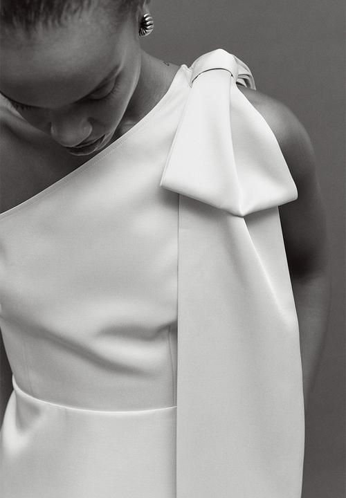 H&M - Bow-detail one-shoulder top - cream