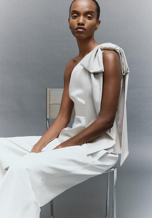 H&M - Bow-detail one-shoulder top - cream