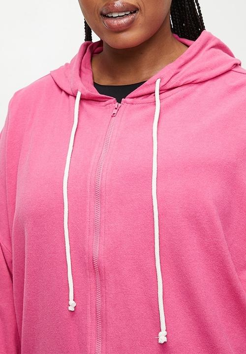 Cotton On - Plus Light Weight Super Soft Hooded Zip Through - Raspberry Sorbet