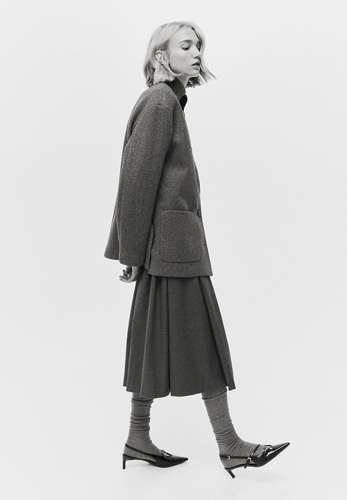 H&M - Scarf-detail coat - dark grey