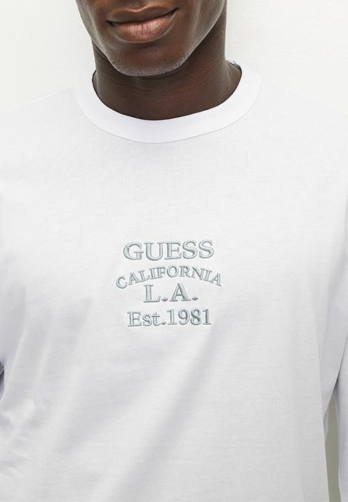 GUESS - Long sleeve  cn over embro tee - pure white