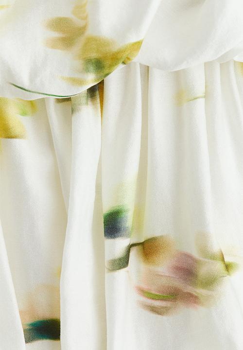 H&M - Bubble-hem dress - white/patterned