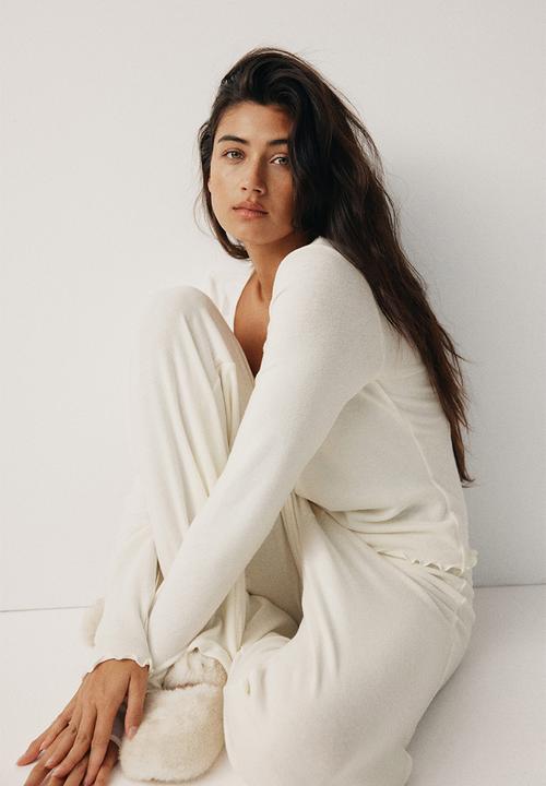 Brushed jersey pyjamas - cream