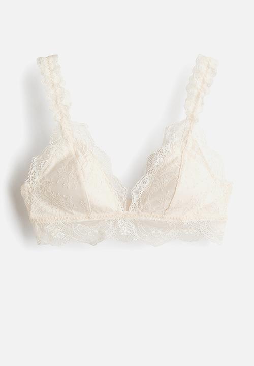 H&M - Padded soft lace bra - cream