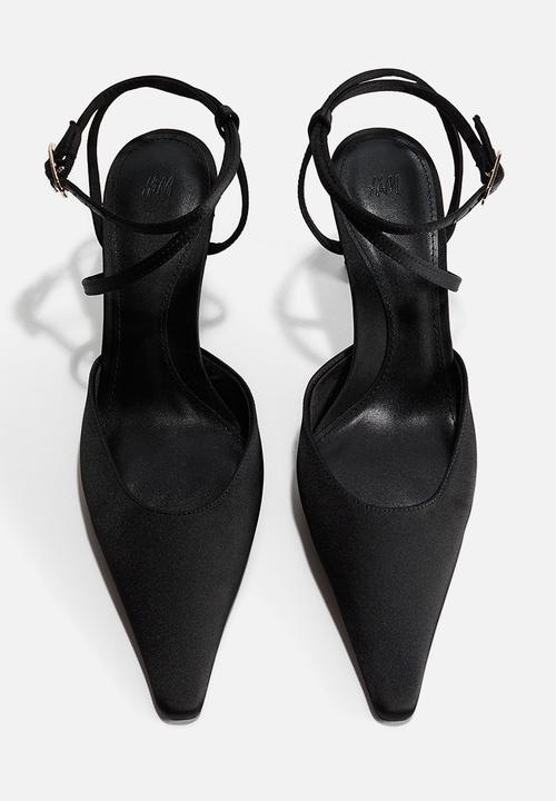 H&M - Pointed satin court shoes - black