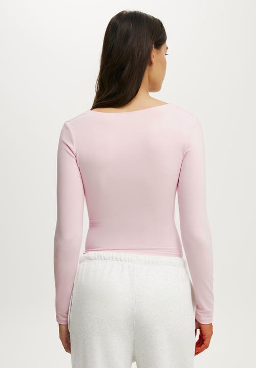 Cotton On - Ultra Soft Square Neck Long Sleeve - Cherry Dream