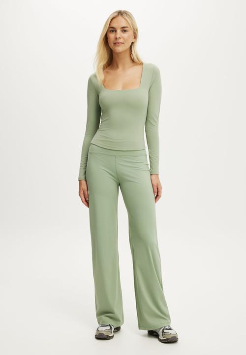 Cotton On - Ultra Soft Square Neck Long Sleeve - Matcha