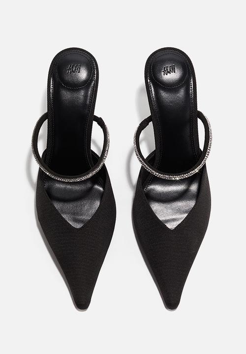 H&M - Embellished heeled mules - black