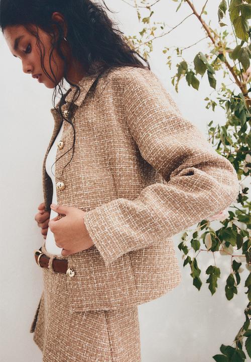 Textured jacket - beige - 13045570011