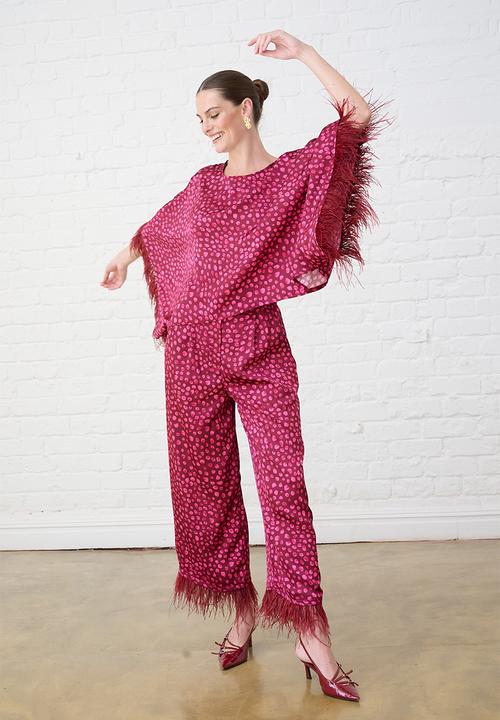 Me&B - Sizzle Pants with Feather Trim - Pink