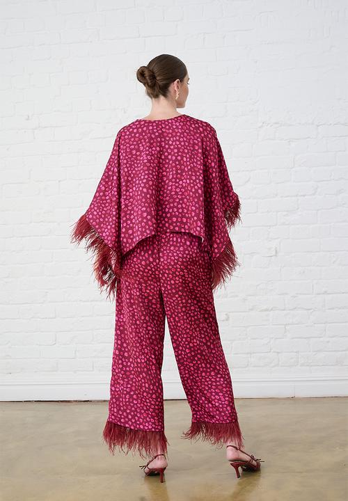 Me&B - Sizzle Pants with Feather Trim - Pink