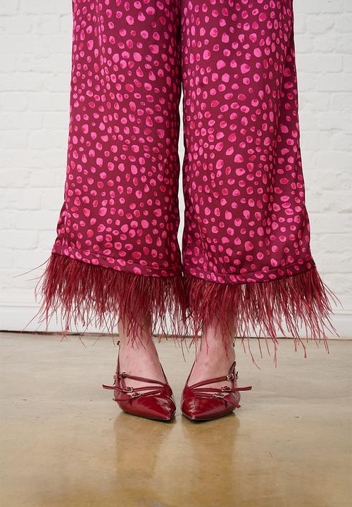 Me&B - Sizzle Pants with Feather Trim - Pink