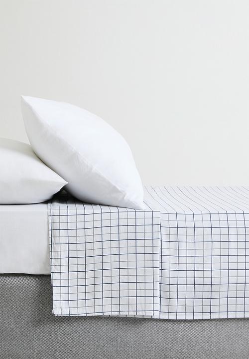Pop Candy - 200TC windowpane check duvet cover set - glaucous blue