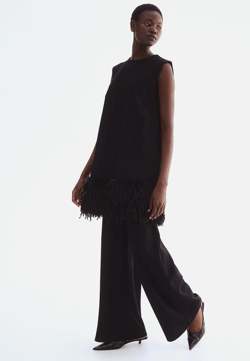 H&M - Wide jersey trousers - black