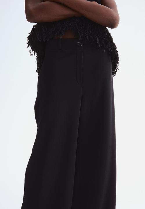 H&M - Wide jersey trousers - black