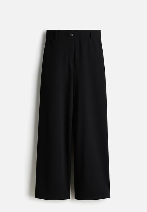 H&M - Wide jersey trousers - black