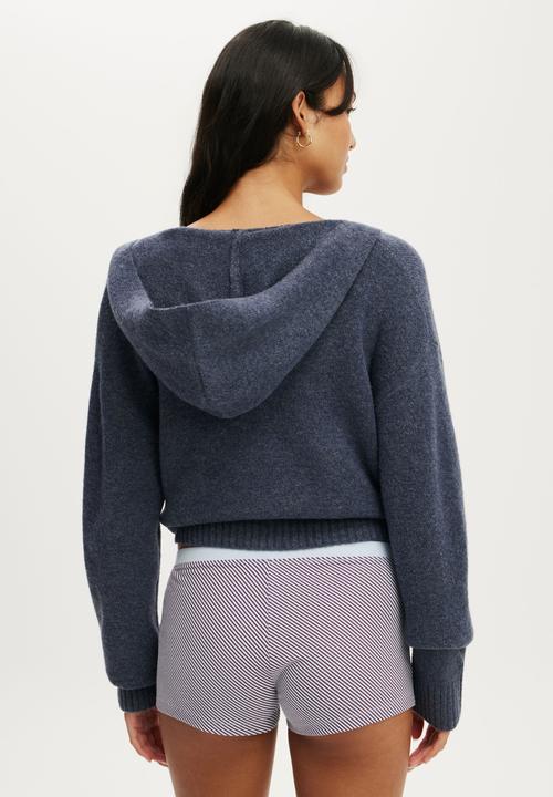 Cotton On - Zip through knitted lounge hoodie - steely blue