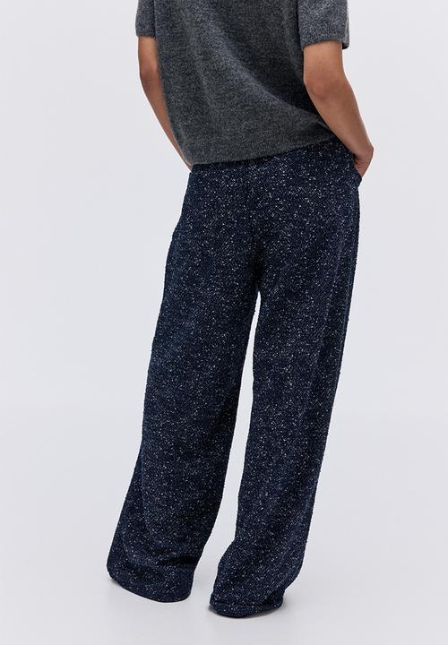 H&M - Boucl? trousers - navy blue marl