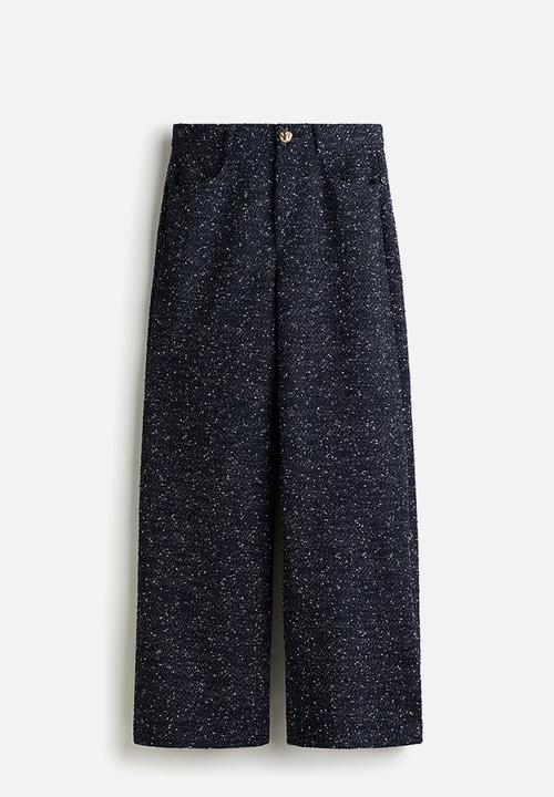 H&M - Boucl? trousers - navy blue marl