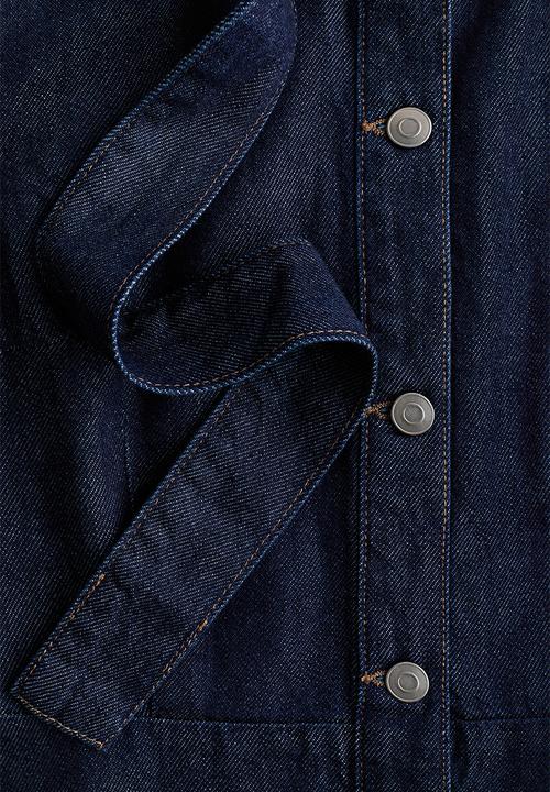 H&M - Tie-detail denim dress - dark denim blue