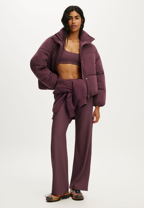 Cotton On - The Mother Puffer Funnel Neck Jacket - Choc Plum