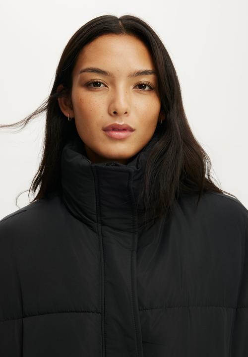 Cotton On - The Mother Puffer Funnel Neck Jacket - Black