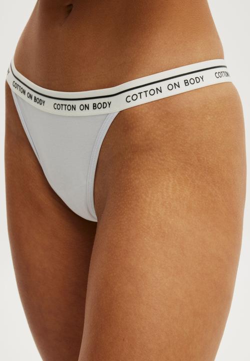 Cotton On - Branded cotton tanga g string brief - cloud blue