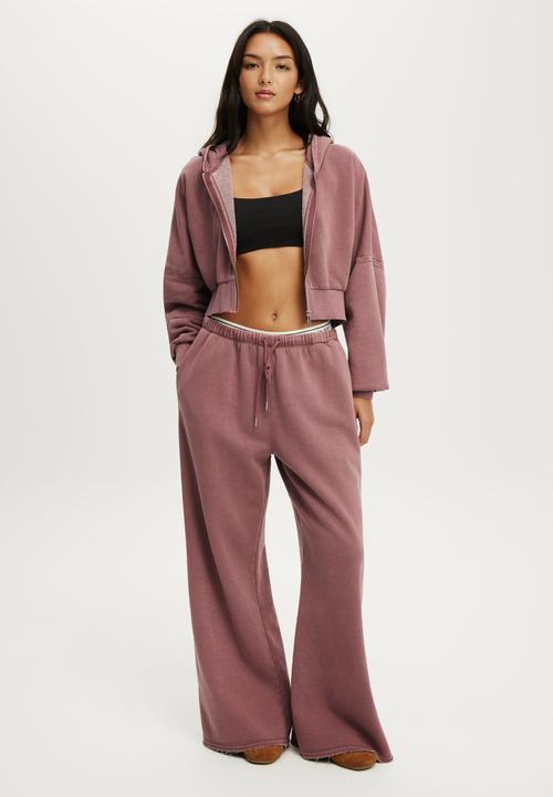 Cotton On - Active Raw Edge Zip Through Hoodie - Washed Dusty Rose