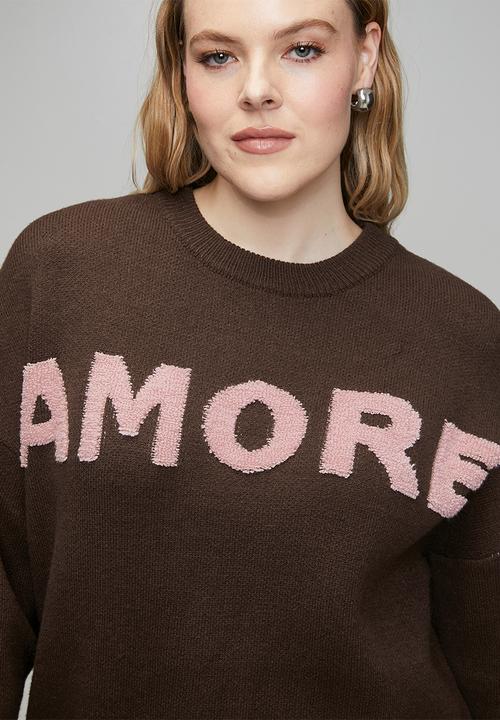 Me&B - Plus Essential Jumper in Textured Amore - Brown