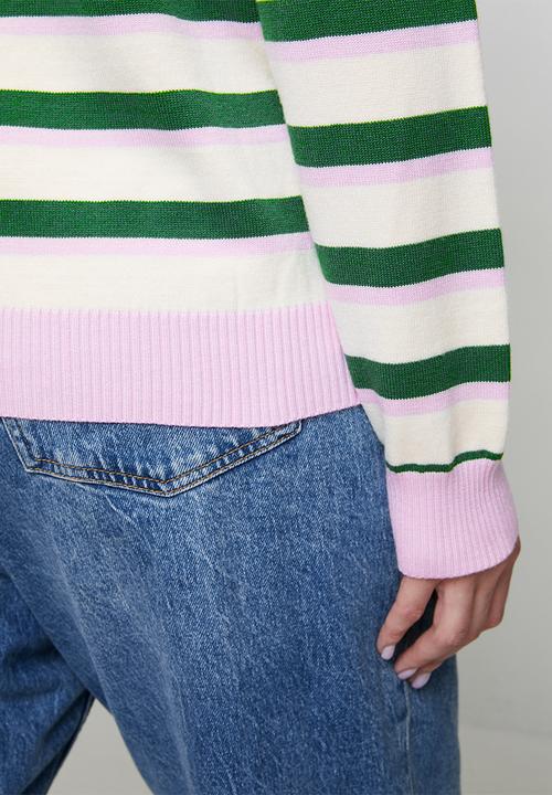 Me&B - Plus Lightweight Cardigan in Heritage Stripe - Multi