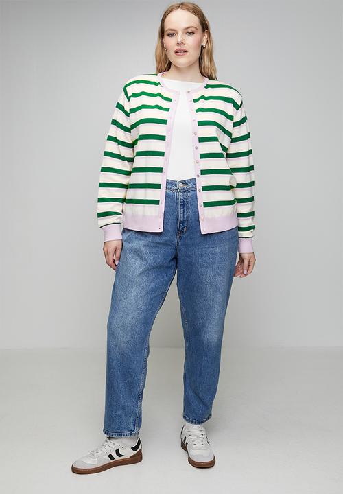 Me&B - Plus Lightweight Cardigan in Heritage Stripe - Multi